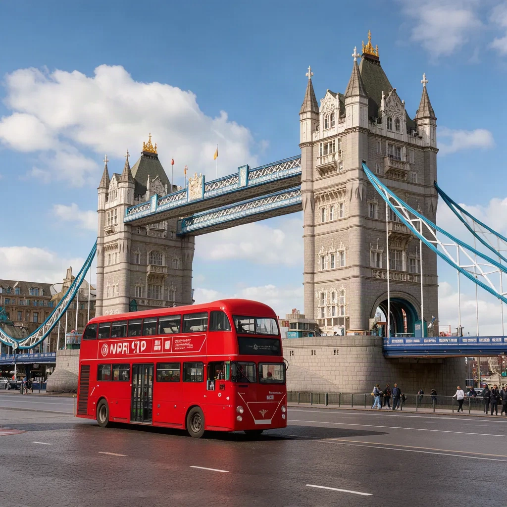 Tower Bridge à Londres et bus rouge à impériale